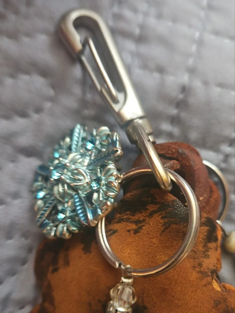 Hand Crafted Genuine Leather Hand Braided Beaded Tassel Keychain Purse Charm NEW